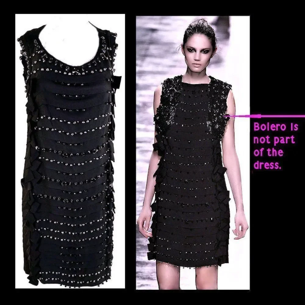 Vintage LANVIN 2008 Runway Black Embellished Black Tie Party Dress - Picture 11 of 11